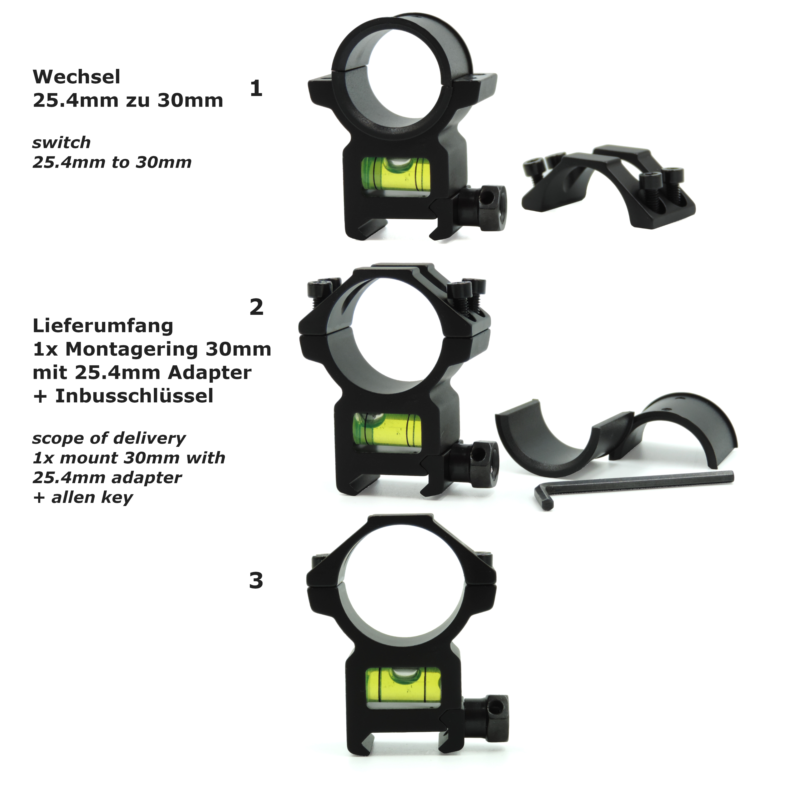 TacFirst® UMSLE Montage 25.4/30mm für 20mm Schiene