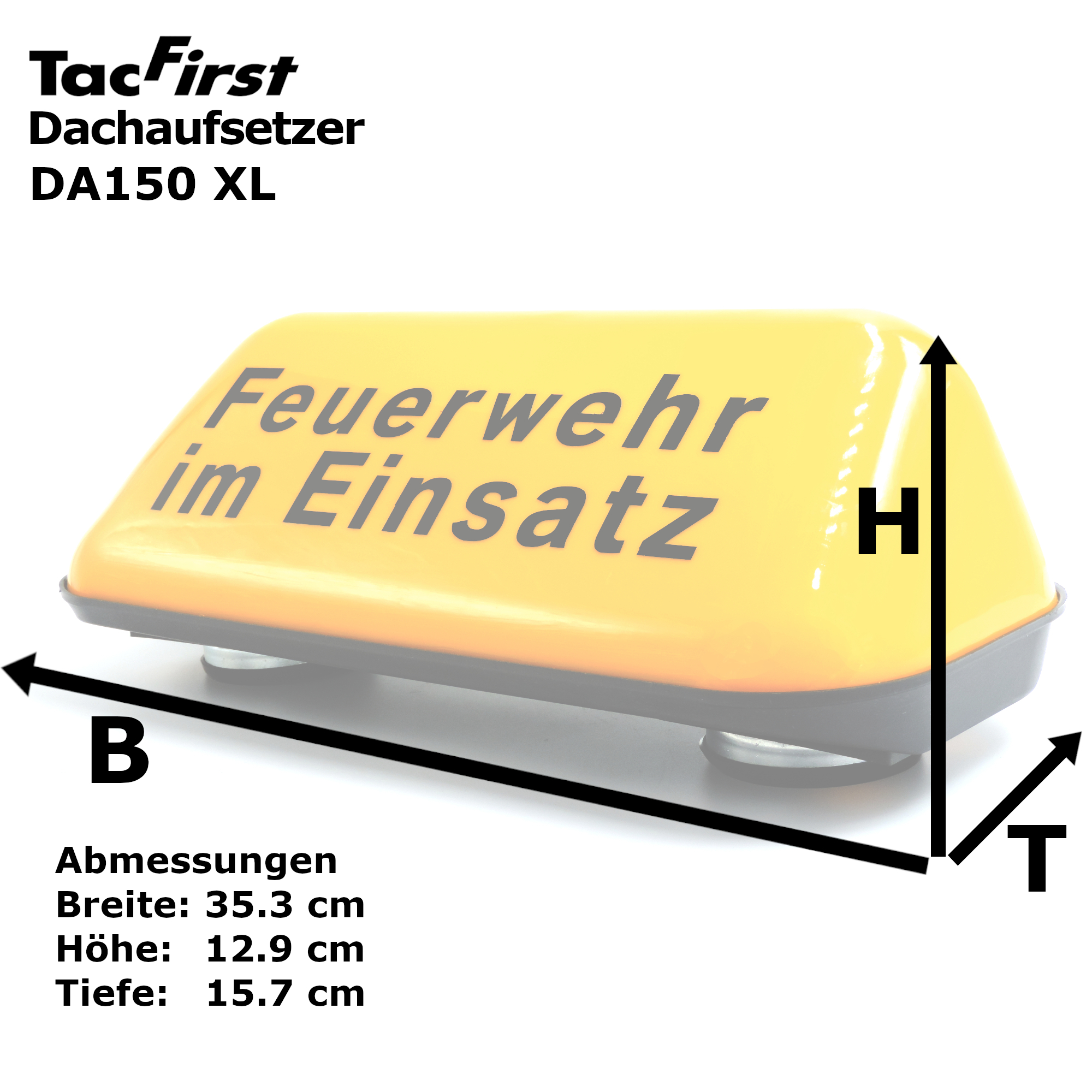 TacFirst® Dachaufsetzer "Feuerwehr im Einsatz" gelb, XL