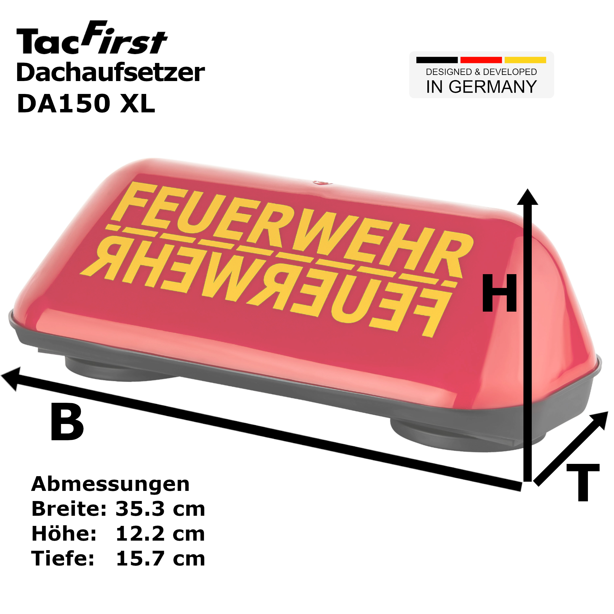 TacFirst® Dachaufsetzer "Feuerwehr im Einsatz" code red, XL