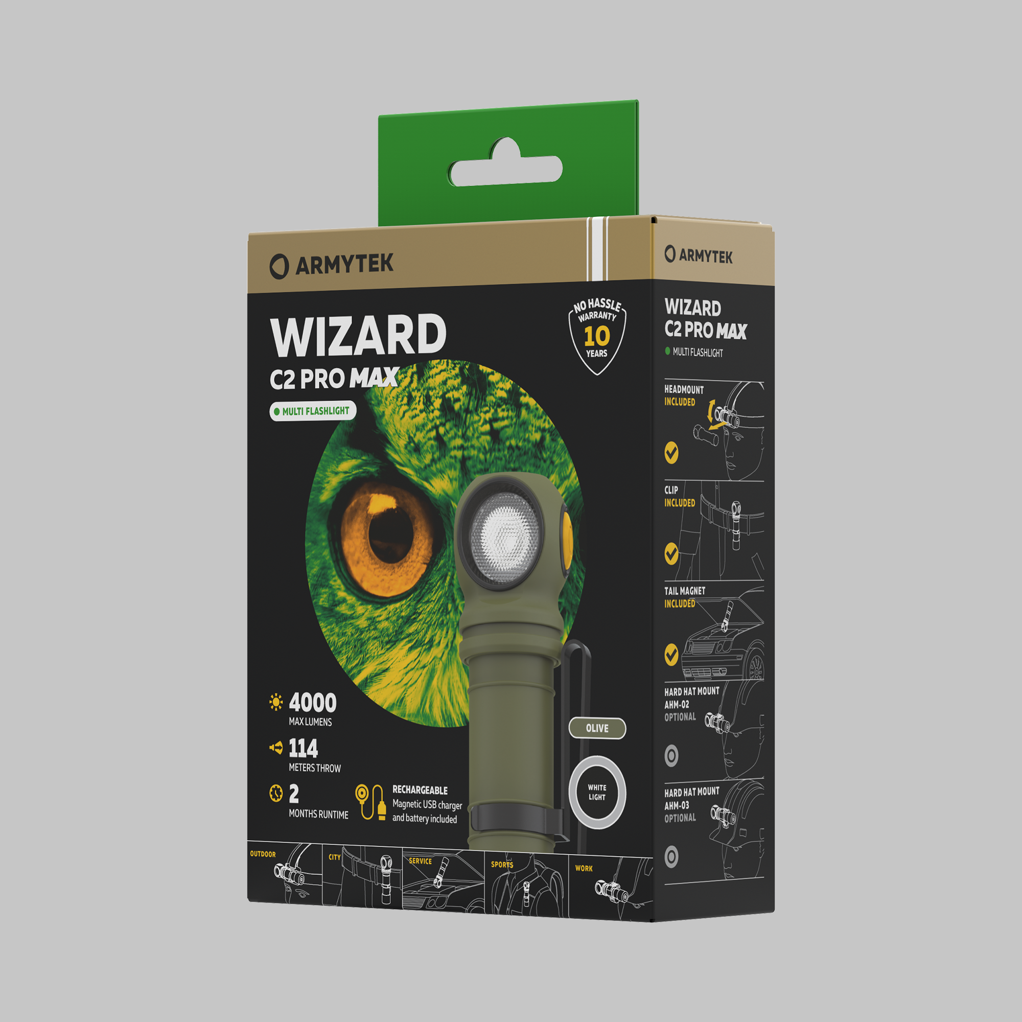 Armytek® Wizard C2 Pro Max Magnet USB White (Olive)