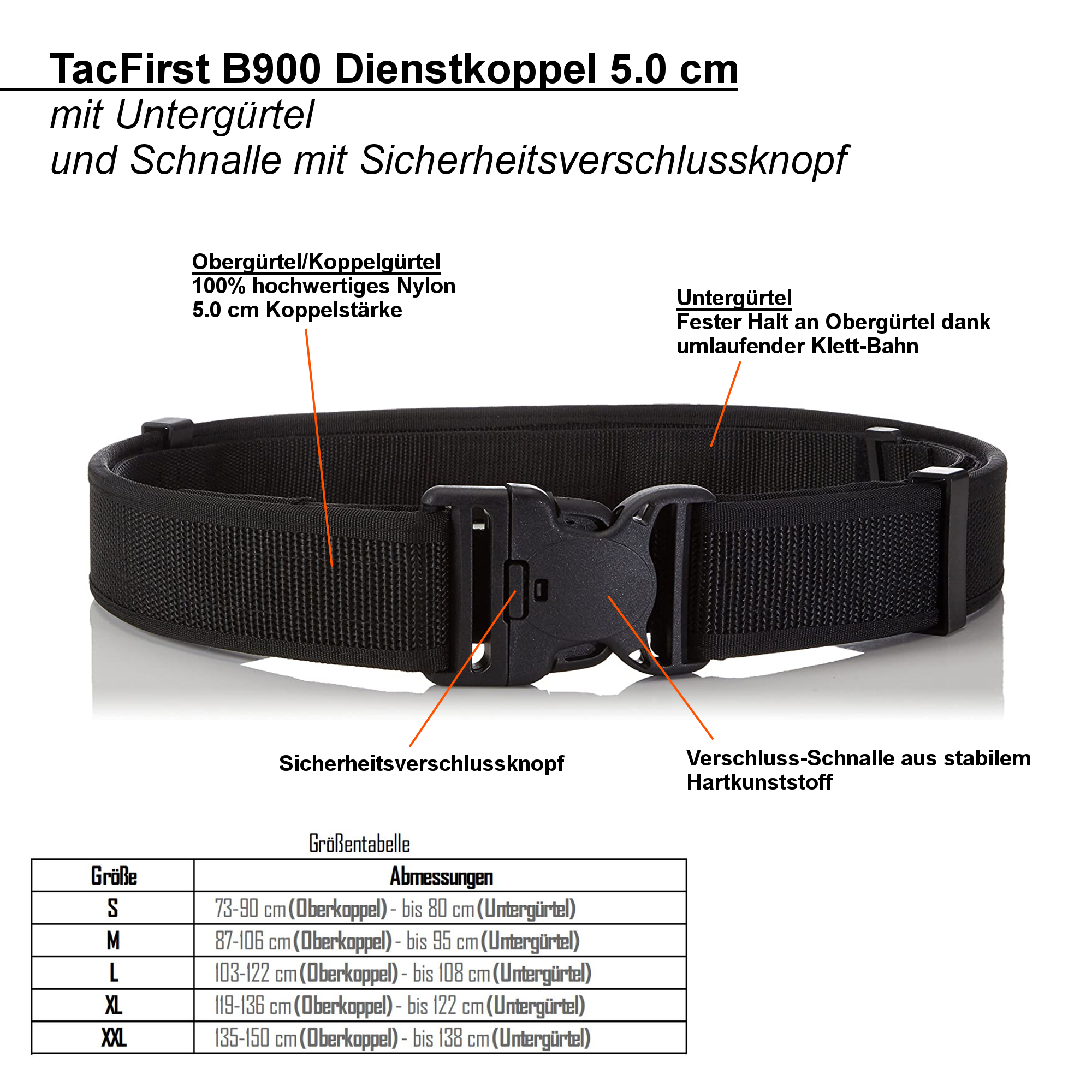 TacFirst® Dienstkoppel B900 5.0 cm mit Untergürtel