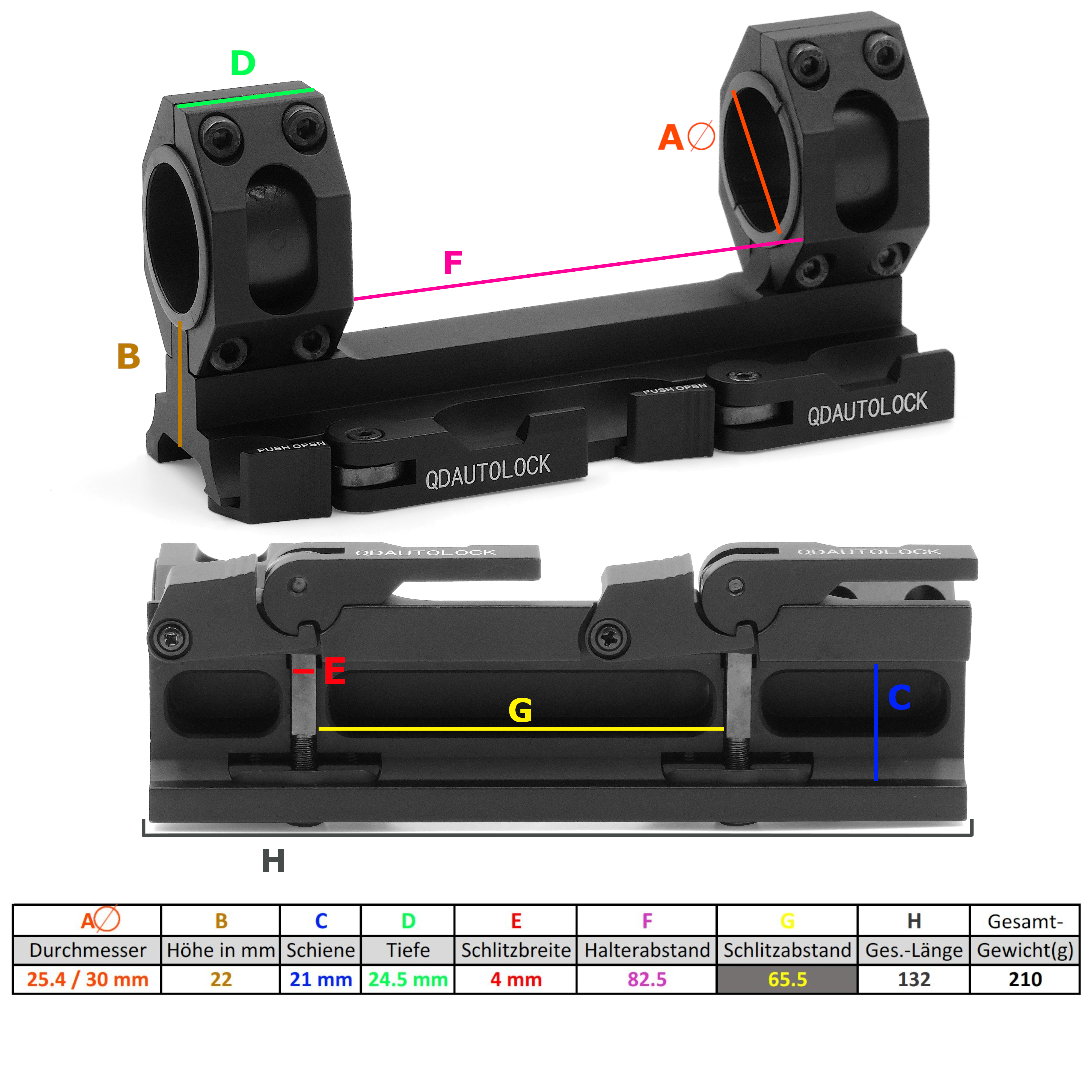 TacFirst® QDAL12 Autolock Blockmontage 25,4/30mm Picatinny/Weaver