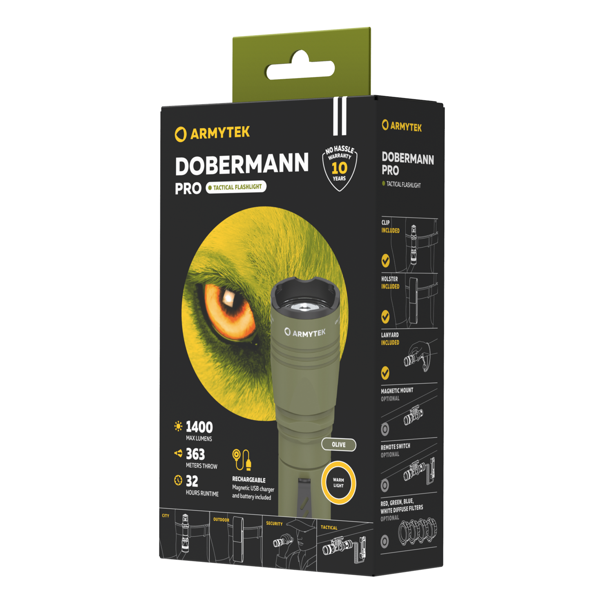 Armytek® Dobermann Pro Magnet USB Warm (Olive)