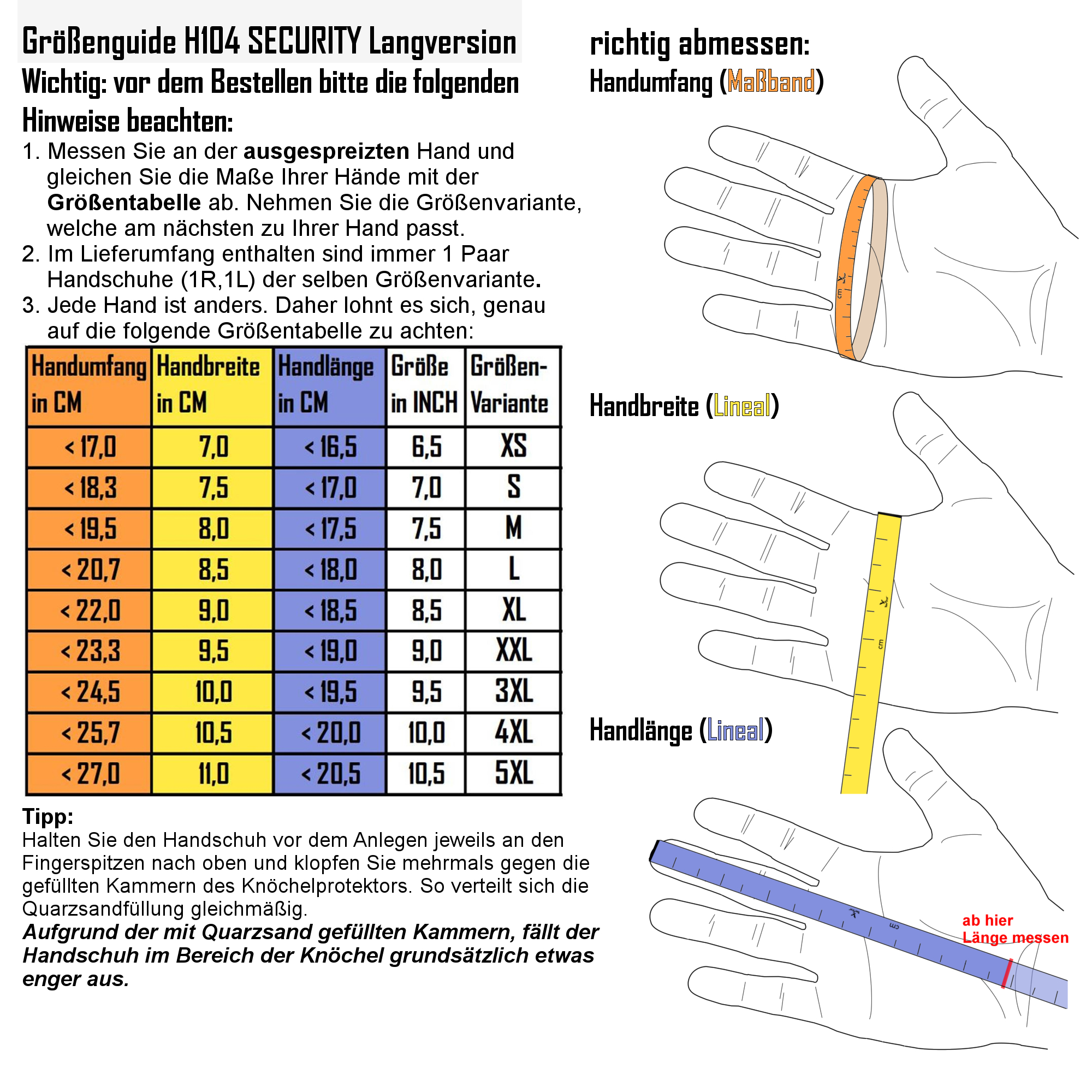 TacFirst® Quarzhandschuhe H104 SECURITY Langversion, 360° schnitthemmend